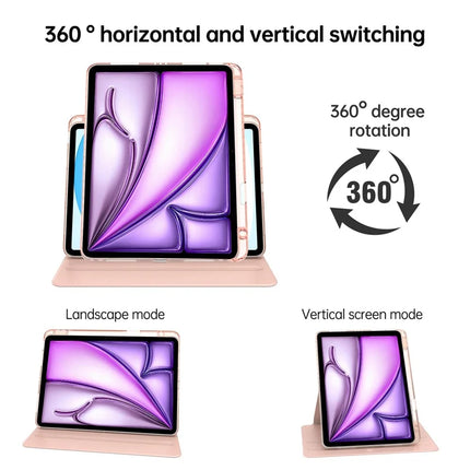 Tablet Case For iPad Air 13 (2024)  /  Pro 12.9 (2022)  /  (2021)  /  (2020) PU Leather+Acrylic+TPU Rotating Clear Cover Auto Wake  /  Sleep