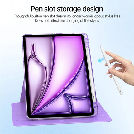Tablet Case For iPad Air 13 (2024)  /  Pro 12.9 (2022)  /  (2021)  /  (2020) PU Leather+Acrylic+TPU Rotating Clear Cover Auto Wake  /  Sleep