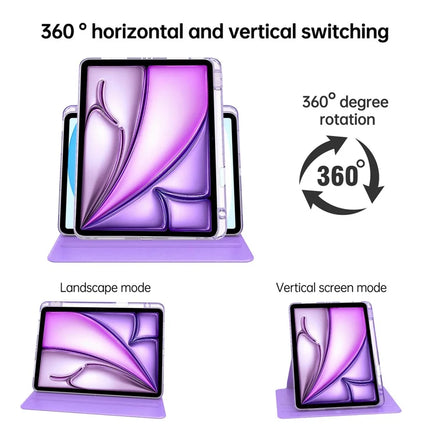 Tablet Case For iPad Air 13 (2024)  /  Pro 12.9 (2022)  /  (2021)  /  (2020) PU Leather+Acrylic+TPU Rotating Clear Cover Auto Wake  /  Sleep