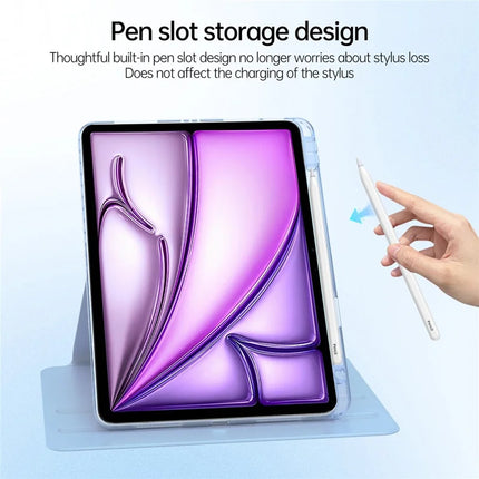 Tablet Case For iPad Air 13 (2024)  /  Pro 12.9 (2022)  /  (2021)  /  (2020) PU Leather+Acrylic+TPU Rotating Clear Cover Auto Wake  /  Sleep