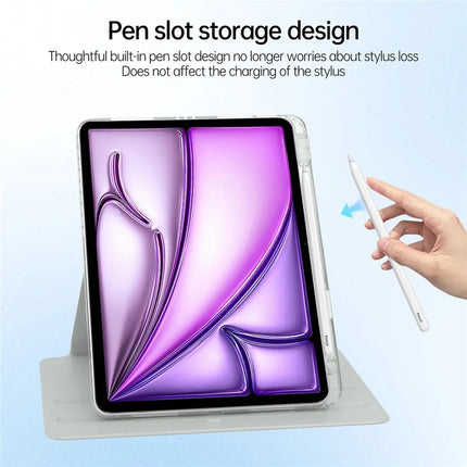 Tablet Case For iPad Air 13 (2024)  /  Pro 12.9 (2022)  /  (2021)  /  (2020) PU Leather+Acrylic+TPU Rotating Clear Cover Auto Wake  /  Sleep