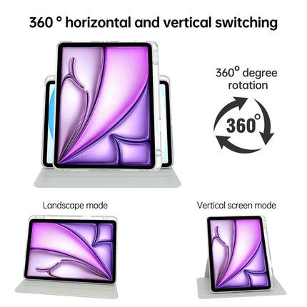 Tablet Case For iPad Air 13 (2024)  /  Pro 12.9 (2022)  /  (2021)  /  (2020) PU Leather+Acrylic+TPU Rotating Clear Cover Auto Wake  /  Sleep
