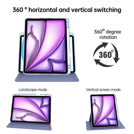 Tablet Case For iPad Air 13 (2024)  /  Pro 12.9 (2022)  /  (2021)  /  (2020) PU Leather+Acrylic+TPU Rotating Clear Cover Auto Wake  /  Sleep
