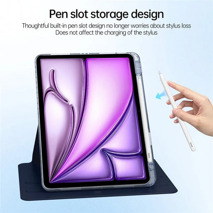 Tablet Case For iPad Air 13 (2024)  /  Pro 12.9 (2022)  /  (2021)  /  (2020) PU Leather+Acrylic+TPU Rotating Clear Cover Auto Wake  /  Sleep