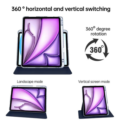 Tablet Case For iPad Air 13 (2024)  /  Pro 12.9 (2022)  /  (2021)  /  (2020) PU Leather+Acrylic+TPU Rotating Clear Cover Auto Wake  /  Sleep