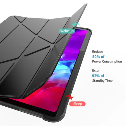 For iPad Pro 11 (2022) / (2021) / (2020) / (2018) Case Origami Stand PU Leather+TPU Tablet Cover with Pen Slot