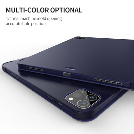For iPad Pro 11 (2022) / (2021) / (2020) / (2018) Case Origami Stand PU Leather+TPU Tablet Cover with Pen Slot