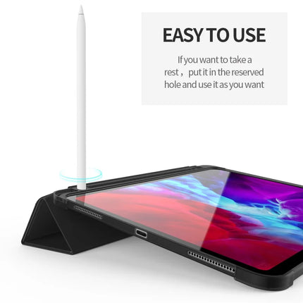For iPad Pro 11 (2022) / (2021) / (2020) / (2018) Case Origami Stand PU Leather+TPU Tablet Cover with Pen Slot