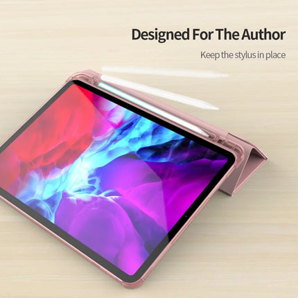 For iPad Pro 11 (2022) / (2021) / (2020) / (2018) Case Origami Stand PU Leather+TPU Tablet Cover with Pen Slot