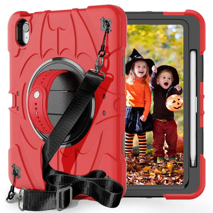 For iPad Air 11 (2024) / iPad Air (2022) / (2020) Case Kickstand Pen Slot Silicone + PC Cover with Strap - Red