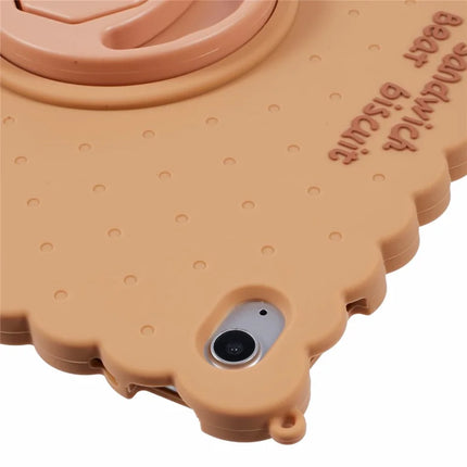 For iPad 10.9 (2022) Silicone Case Kickstand Cute Bear Tablet Cover with Shoulder Strap