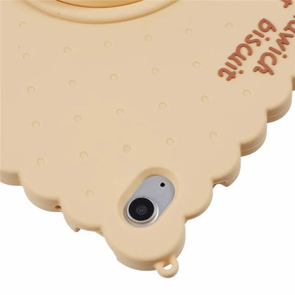 For iPad 10.9 (2022) Silicone Case Kickstand Cute Bear Tablet Cover with Shoulder Strap