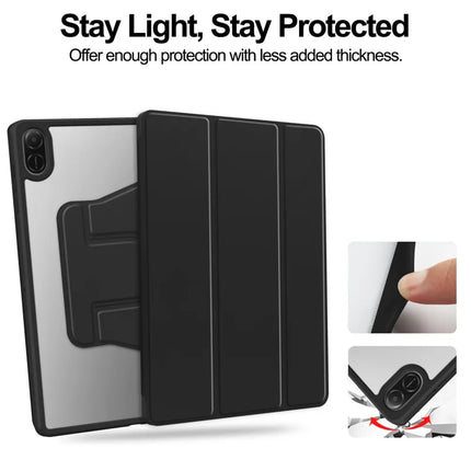For Honor Pad X8a Case 360° Rotary Stand PU Leather+Acrylic Tablet Cover (Without Keyboard)