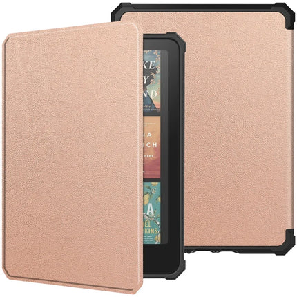 For Amazon Kindle Paperwhite (2024) Case PU Leather + TPU E-Reader Cover Auto Wake  /  Sleep - Rose Gold