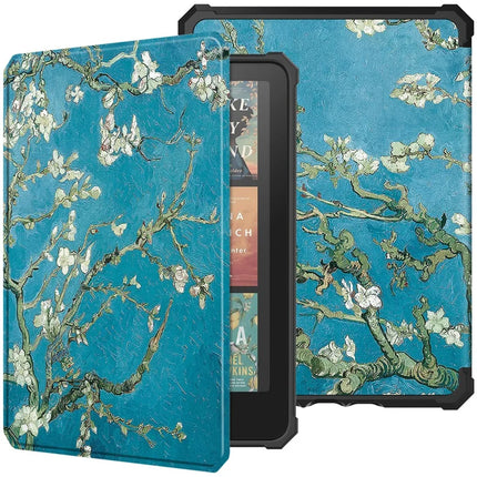For Amazon Kindle Paperwhite (2024) Case Pattern Print TPU+ PU E-Reader Cover - Apricot Blossom