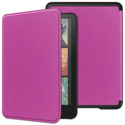 For Amazon Kindle Paperwhite (2024) Case PC + PU E-Reader Cover Support Auto Wake  /  Sleep - Purple