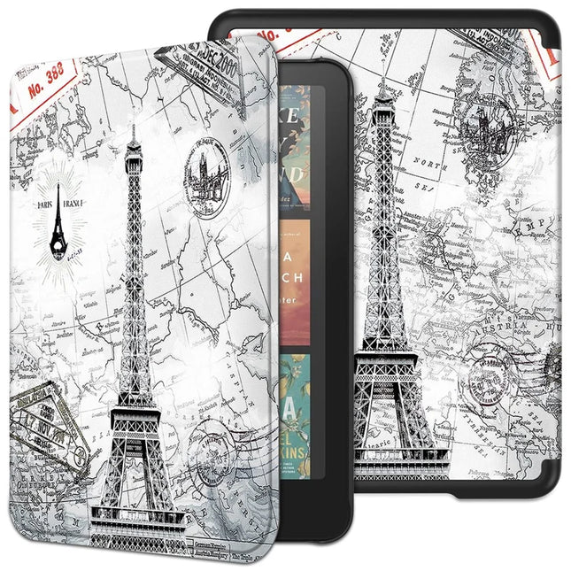 For Amazon Kindle Paperwhite (2024) Case Pattern Print PC+ PU E-Reader Cover - Vintage Tower