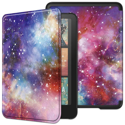 For Amazon Kindle Paperwhite (2024) Case Pattern Print PC+ PU E-Reader Cover - Galaxy