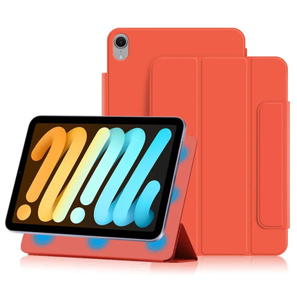 For iPad mini (2024) Stand Case Shockproof Magnetic PU Leather Flip Tablet Cover - Red