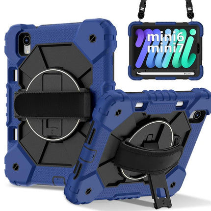 For iPad mini (2024) / (2021) Case Silicone+PC Kickstand Tablet Cover with Handy Strap