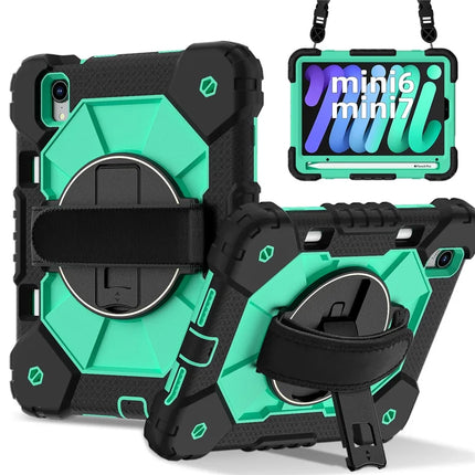 For iPad mini (2024) / (2021) Case Silicone+PC Kickstand Tablet Cover with Handy Strap