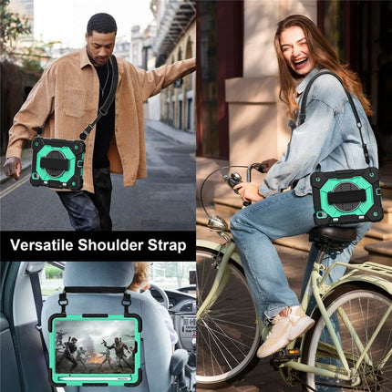 For iPad mini (2024) / (2021) Case Silicone+PC Kickstand Tablet Cover with Handy Strap