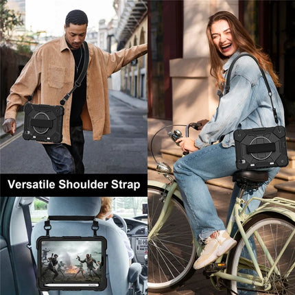 For iPad mini (2024) / (2021) Case Silicone+PC Kickstand Tablet Cover with Handy Strap