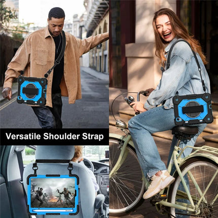 For iPad mini (2024) / (2021) Case Silicone+PC Kickstand Tablet Cover with Handy Strap