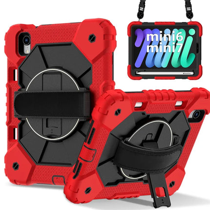 For iPad mini (2024) / (2021) Case Silicone+PC Kickstand Tablet Cover with Handy Strap