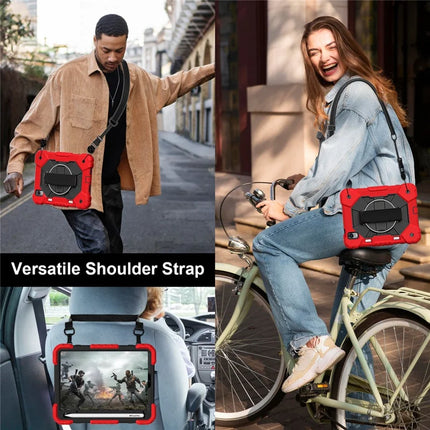 For iPad mini (2024) / (2021) Case Silicone+PC Kickstand Tablet Cover with Handy Strap