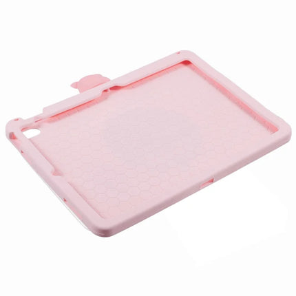 For iPad 10.9 (2022) Silicone Case with Shoulder Strap Kickstand Cartoon Pig Tablet Cover