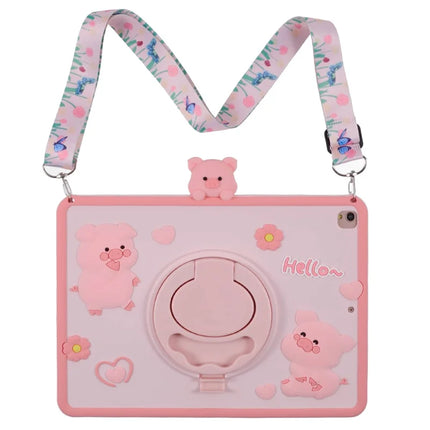 Silicone Case for iPad 10.2 (2021) / (2020) / (2019) / iPad Air 10.5 inch (2019) / Pro 10.5-inch (2017) Kickstand Cover with Strap