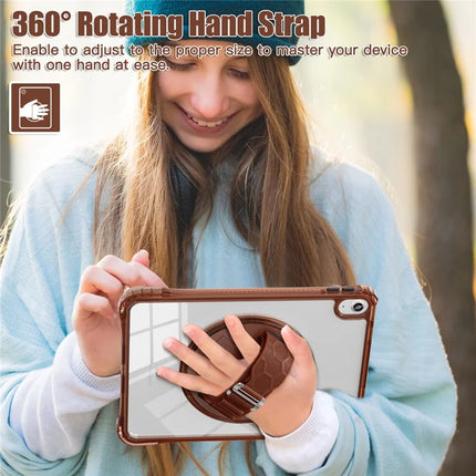 For iPad 10.9 (2022) Case Hand Strap Kickstand PC+TPU+Acrylic Clear Tablet Cover