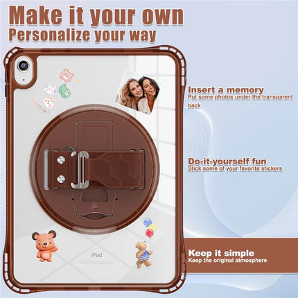 For iPad 10.9 (2022) Case Hand Strap Kickstand PC+TPU+Acrylic Clear Tablet Cover