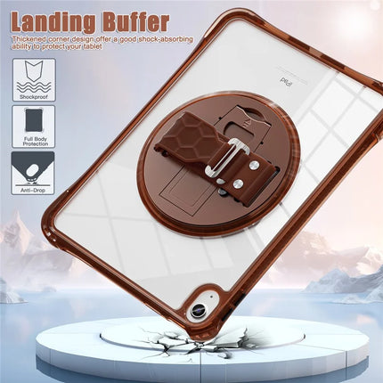 For iPad 10.9 (2022) Case Hand Strap Kickstand PC+TPU+Acrylic Clear Tablet Cover