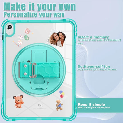 For iPad 10.9 (2022) Case Hand Strap Kickstand PC+TPU+Acrylic Clear Tablet Cover