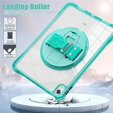 For iPad 10.9 (2022) Case Hand Strap Kickstand PC+TPU+Acrylic Clear Tablet Cover