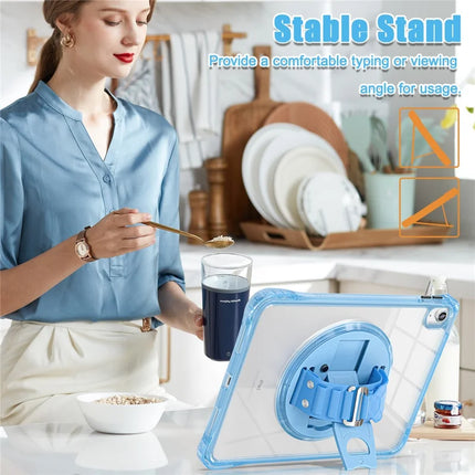 For iPad 10.9 (2022) Case Hand Strap Kickstand PC+TPU+Acrylic Clear Tablet Cover