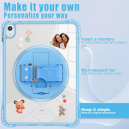 For iPad 10.9 (2022) Case Hand Strap Kickstand PC+TPU+Acrylic Clear Tablet Cover
