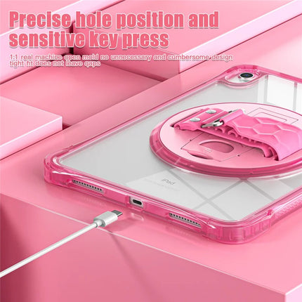 For iPad 10.9 (2022) Case Hand Strap Kickstand PC+TPU+Acrylic Clear Tablet Cover