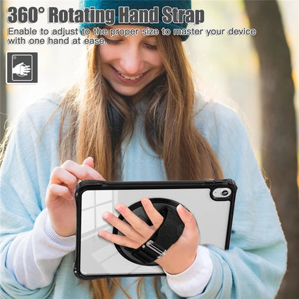 For iPad 10.9 (2022) Kickstand Case Hand Strap PC+TPU+Acrylic Cover with Shoulder Strap