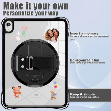 For iPad 10.9 (2022) Kickstand Case Hand Strap PC+TPU+Acrylic Cover with Shoulder Strap
