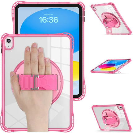 For iPad 10.9 (2022) Kickstand Case Hand Strap PC+TPU+Acrylic Cover with Shoulder Strap