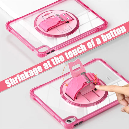 For iPad 10.9 (2022) Kickstand Case Hand Strap PC+TPU+Acrylic Cover with Shoulder Strap