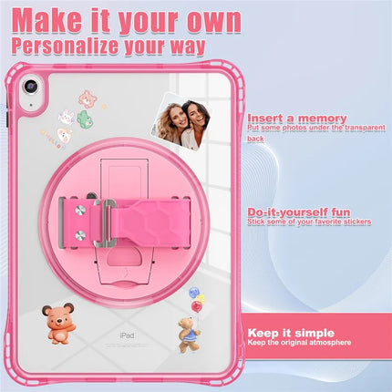 For iPad 10.9 (2022) Kickstand Case Hand Strap PC+TPU+Acrylic Cover with Shoulder Strap