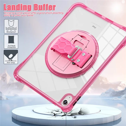 For iPad 10.9 (2022) Kickstand Case Hand Strap PC+TPU+Acrylic Cover with Shoulder Strap