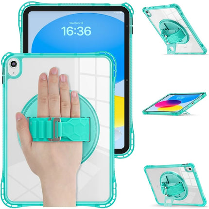 For iPad 10.9 (2022) Kickstand Case Hand Strap PC+TPU+Acrylic Cover with Shoulder Strap