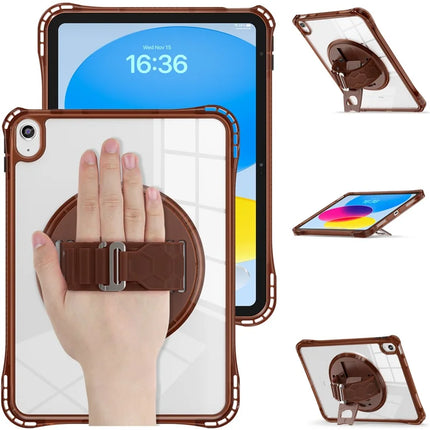 For iPad 10.9 (2022) Kickstand Case Hand Strap PC+TPU+Acrylic Cover with Shoulder Strap