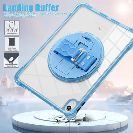 For iPad 10.9 (2022) Kickstand Case Hand Strap PC+TPU+Acrylic Cover with Shoulder Strap