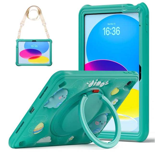 For iPad 10.9 (2022) Case with Shoulder Strap Kickstand PC+Silicone+TPU Tablet Cover